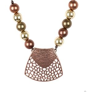 18”& 2”extender-Copper & gold Necklace-earring set